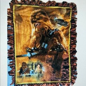 36x49 Star Wars 'The Force Awakens Themed' Tied Blanket featuring Rey &Chewbacca